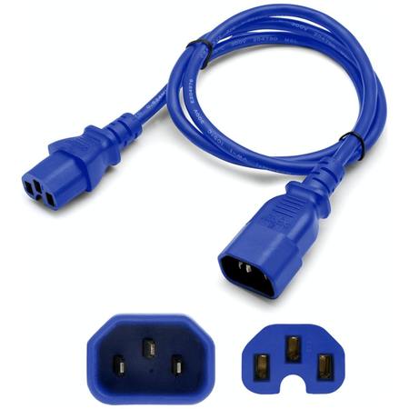 ADD-ON Addon 2Ft C14 To C15 14Awg 100-250V Blue Power Extension Cable ADD-C142C1514AWG2FTBE